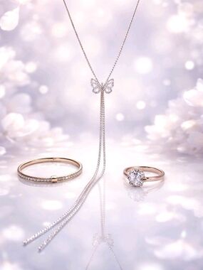 Mother's Day SALE- Delicate Butterfly Drop Necklace - Silver $90